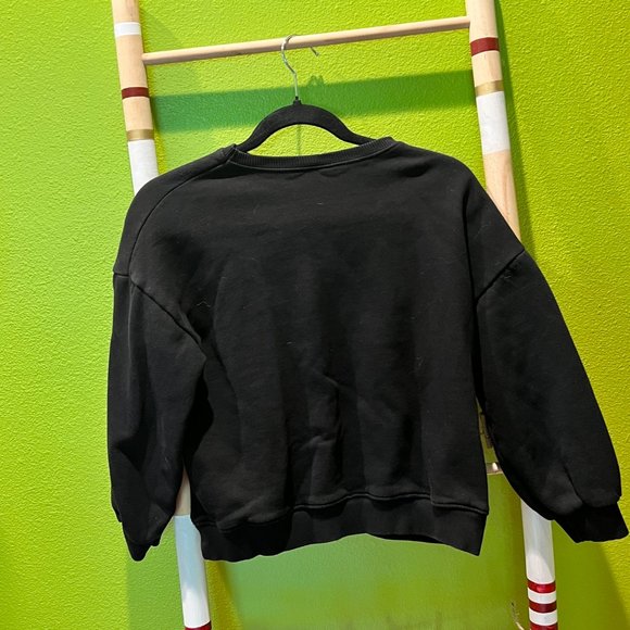 Zara Kids, Black Embroidered Flower Sweatshirt, Size 10 - Picture 2 of 2